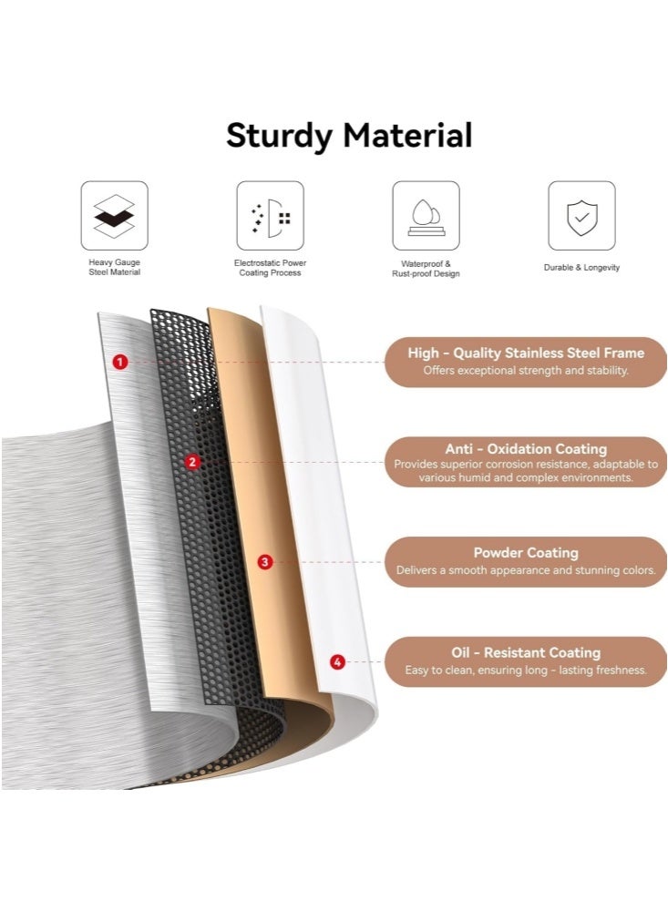 جيجيرو خزانة بوفيه معدنية، خزانة تخزين مطبخ بأرفف، خزانة ركن قهوة، خزانة جانبية للبوفيه، رف قابل للتعديل أبيض - Image 4